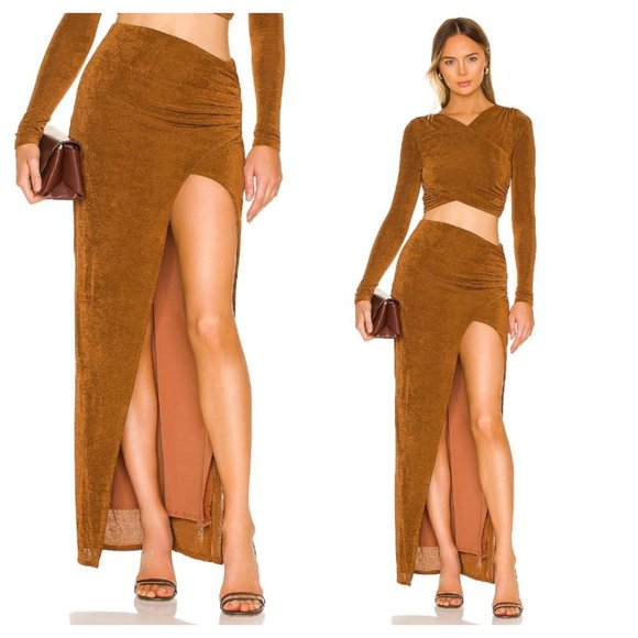 (Fits up to S/M) NWT Lovers & Friends Helena Ruched Maxi Skirt  XS $188 - Picture 1 of 9